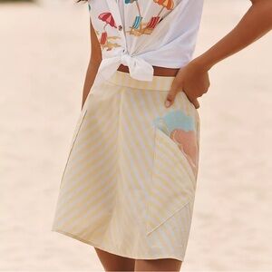 Anthropologie Celandine Cotton Embroidered Mini Skirt
